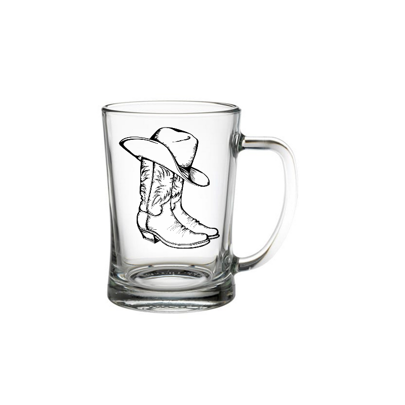Glass Beer Tankard cowboy