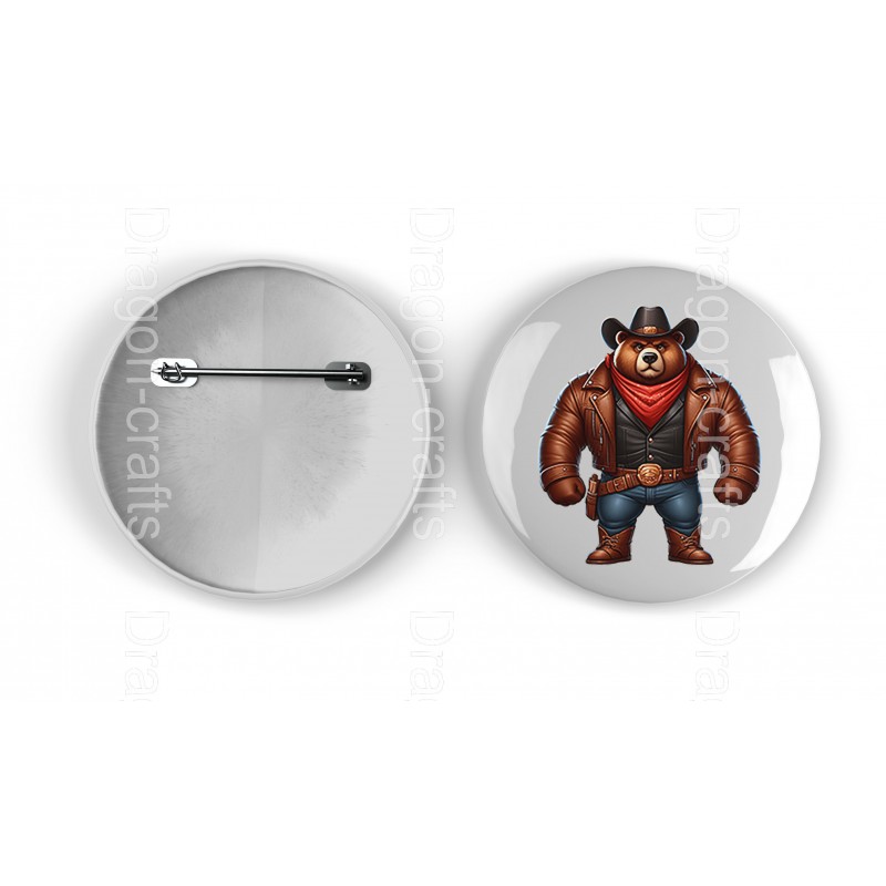 25mm Round Metal Badge - Cowboy(4)