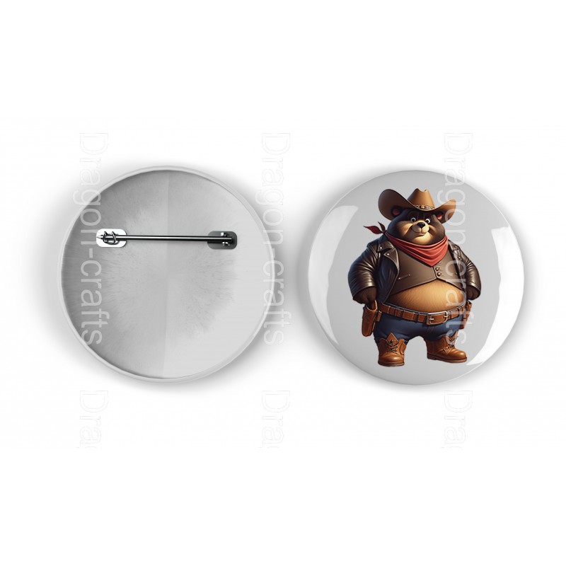 25mm Round Metal Badge - Cowboy(7)