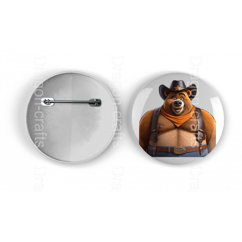 25mm Round Metal Badge - Cowboy(11)