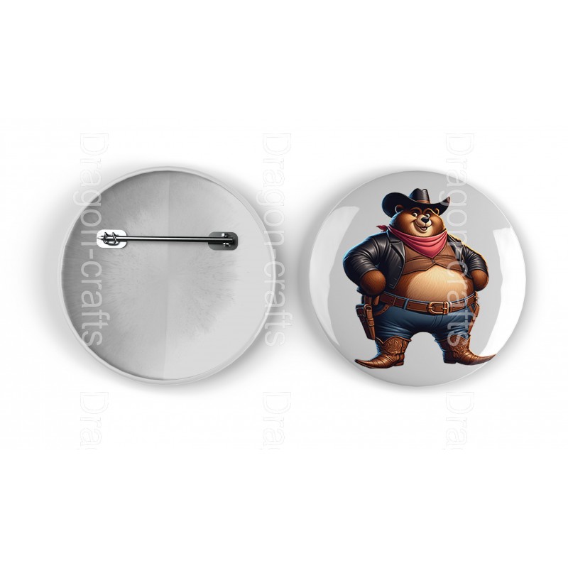 25mm Round Metal Badge - Cowboy(15)