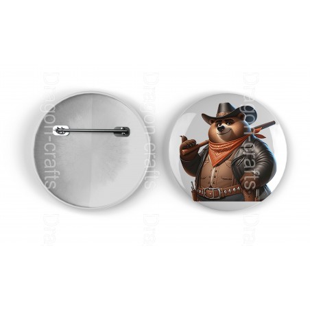 25mm Round Metal Badge - Cowboy(20)