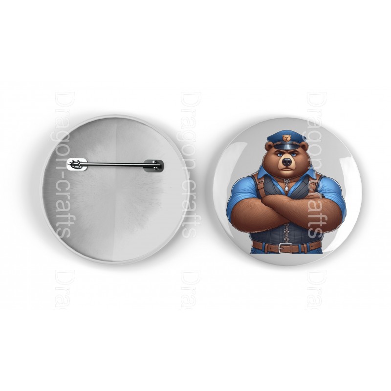 25mm Round Metal Badge - Leather (2)