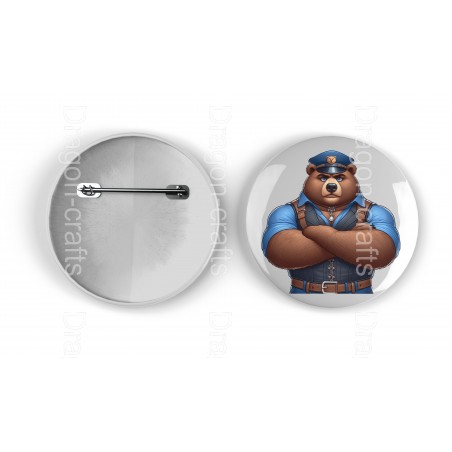 25mm Round Metal Badge - Leather (2)