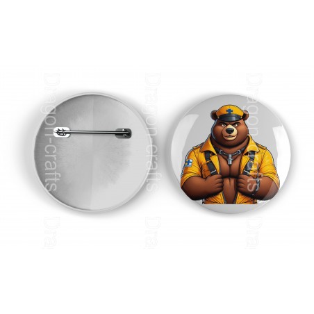 25mm Round Metal Badge - Leather (3)