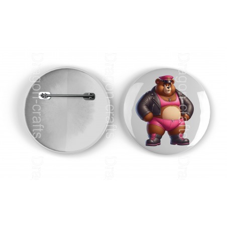 25mm Round Metal Badge - Leather (27)