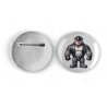 25mm Round Metal Badge - Leather (30)
