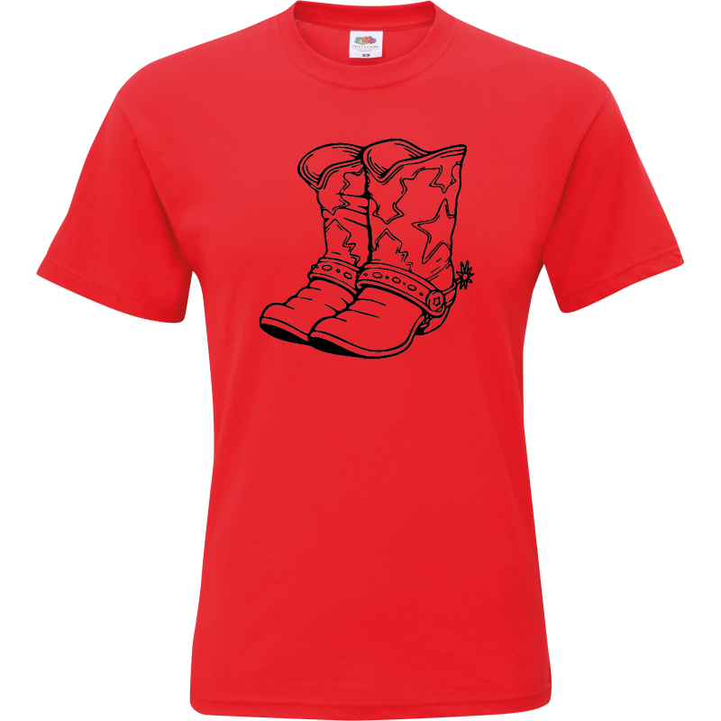 Adult General T-Shirt -boot - outline cowboy 3