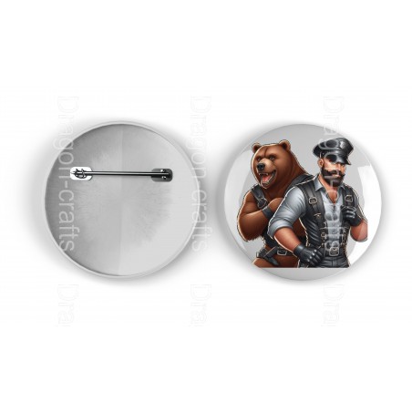 25mm Round Metal Badge - Leather (34)