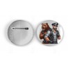25mm Round Metal Badge - Leather (34)