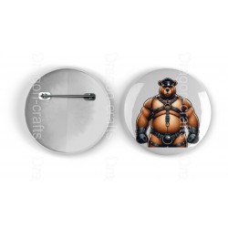 25mm Round Metal Badge - Leather (37)