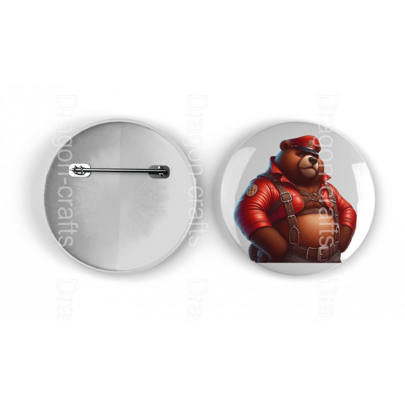 25mm Round Metal Badge - Leather (45)