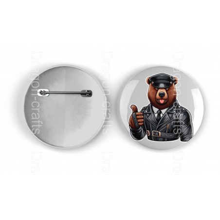 25mm Round Metal Badge - Leather (48)