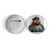 25mm Round Metal Badge - Leather (49)