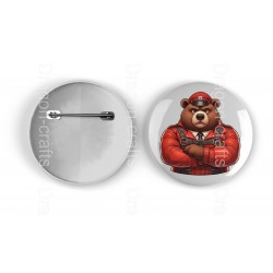 25mm Round Metal Badge - Leather (54)