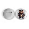 25mm Round Metal Badge - Leather (56)