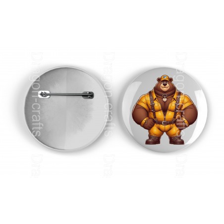 25mm Round Metal Badge - Leather (58)