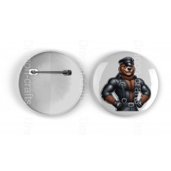 25mm Round Metal Badge - Leather (60)
