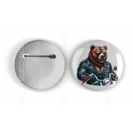 25mm Round Metal Badge - Leather (62)