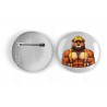25mm Round Metal Badge - Leather (82)