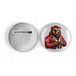 25mm Round Metal Badge - Leather (87)