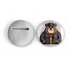 25mm Round Metal Badge - Leather (91)