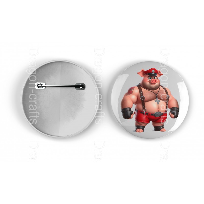 25mm Round Metal Badge - Pig(2)