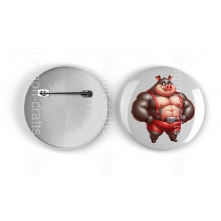 25mm Round Metal Badge - Pig(4)