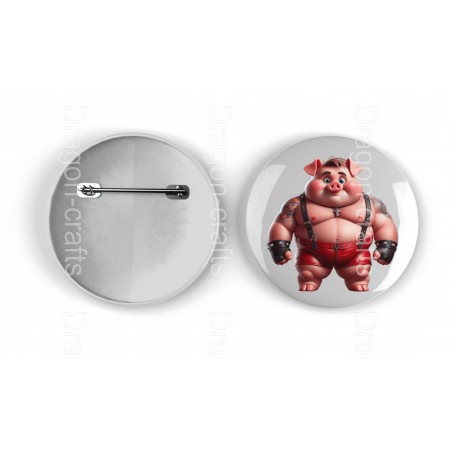 25mm Round Metal Badge - Pig(7)