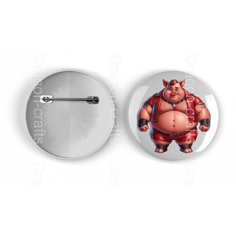 25mm Round Metal Badge - Pig(8)