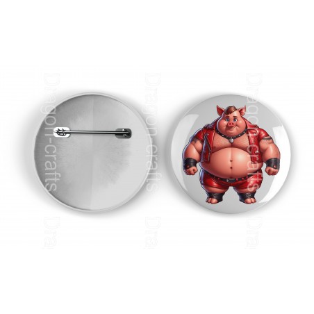 25mm Round Metal Badge - Pig(8)