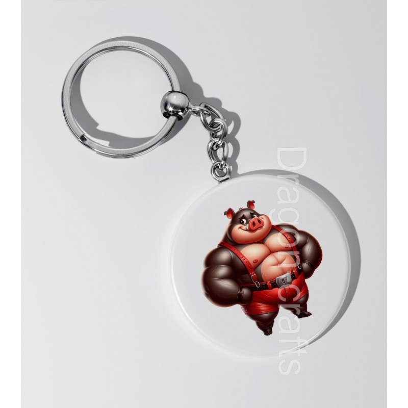 35mm Round Keyring - Pig(4)