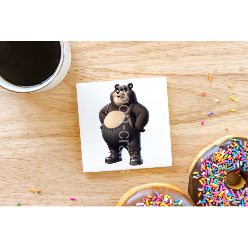 CERAMIC TILE COASTER/ TRIVET - Dungerees  -(23)