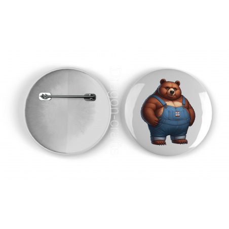 25mm Round Metal Badge - Dungerees -(8)