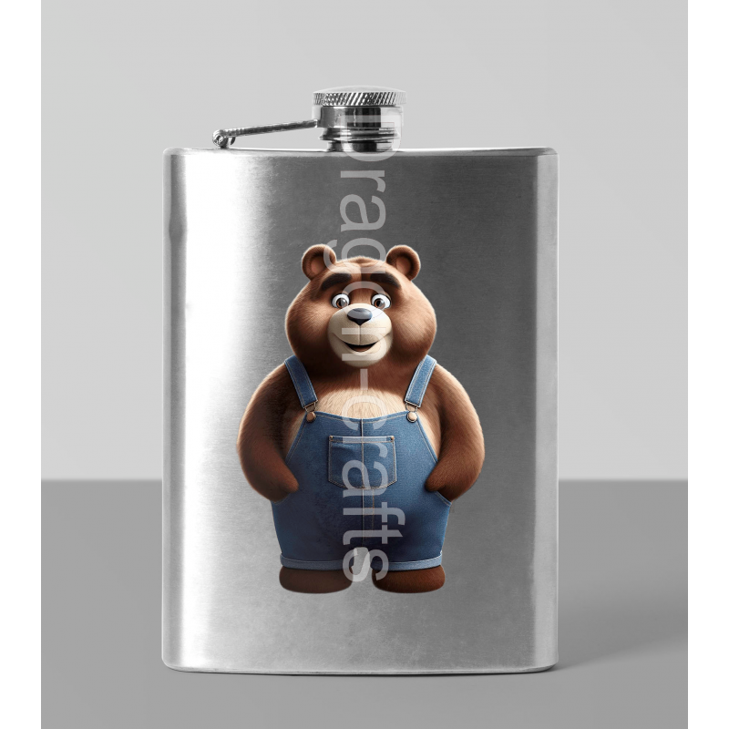 8oz Hip Flask - Dungerees -(1) 8oz Hip Flask - Dungerees -(1)