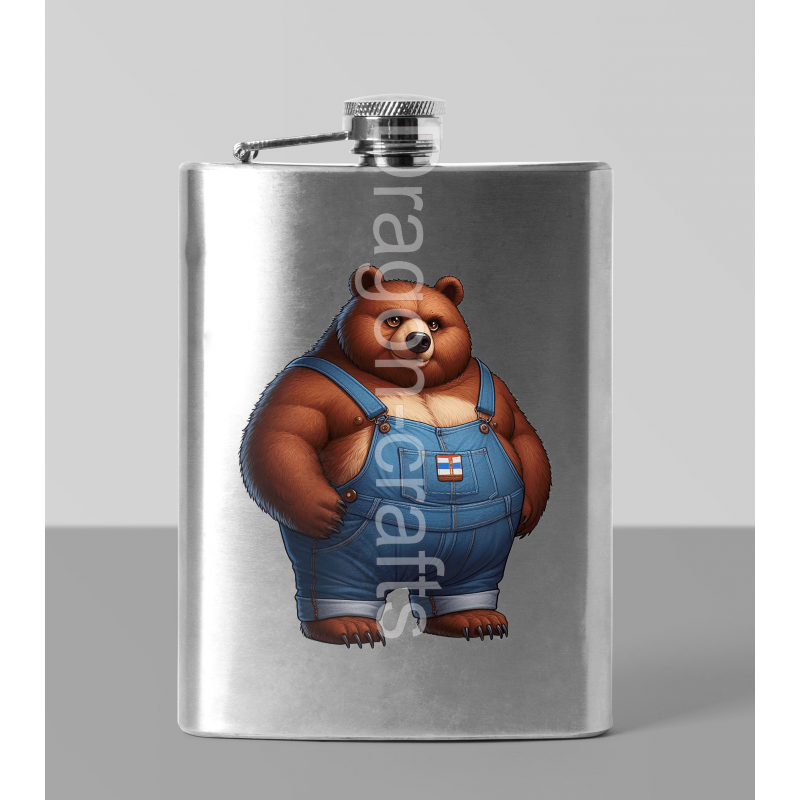 8oz Hip Flask - Dungerees -(8)