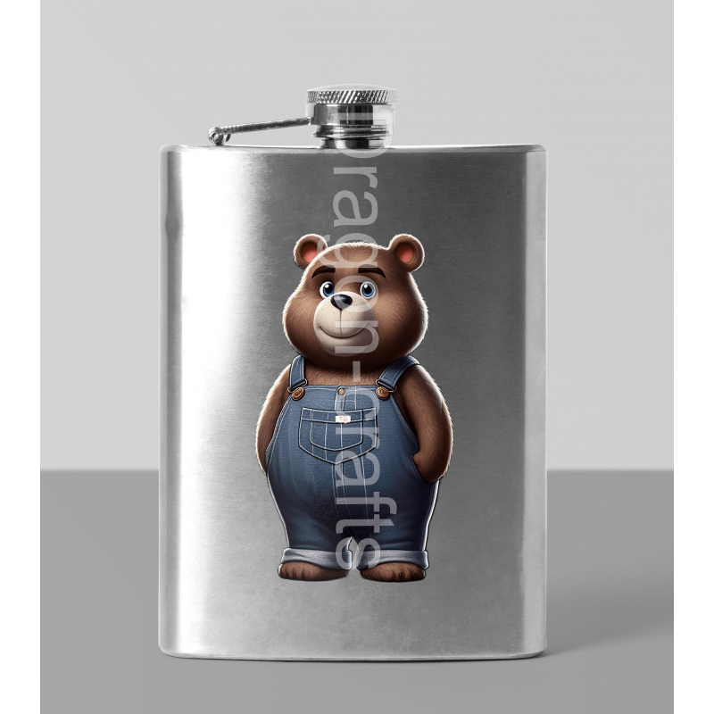 8oz Hip Flask - Dungerees -(25)