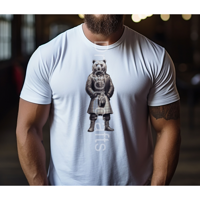 Regular Size T-Shirt  - Kilted Bear - 3