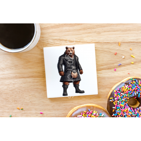 CERAMIC TILE COASTER/ TRIVET - Kilted Bear - 19