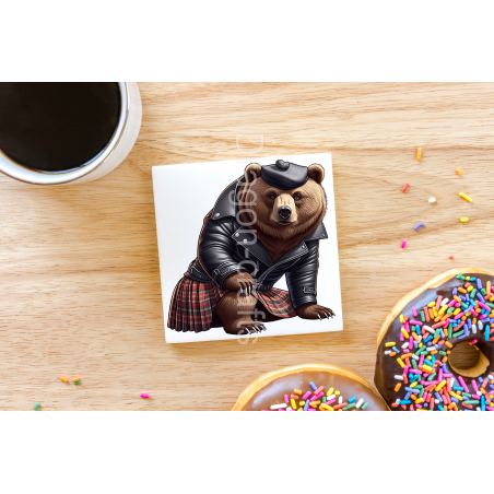 CERAMIC TILE COASTER/ TRIVET - Kilted Bear - 27