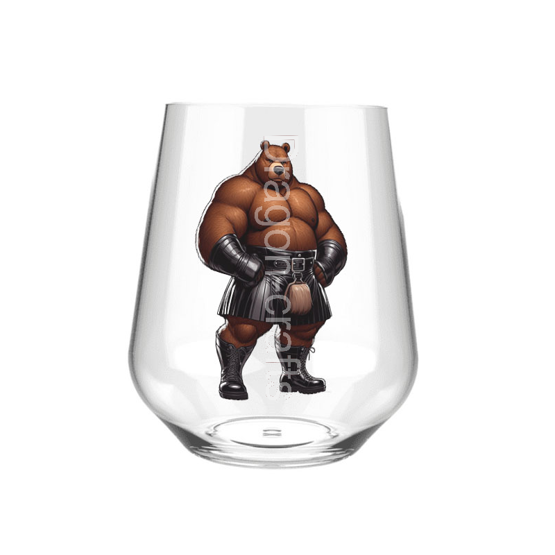 Stemless Wine Glass - Kilted Bear - 2 Stemless Wine Glass - Kilted Bear - 2