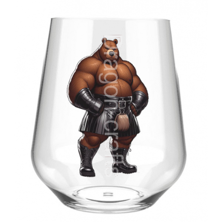 Stemless Wine Glass - Kilted Bear - 2