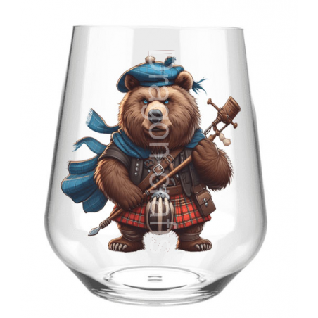 Stemless Wine Glass - Kilted Bear - 11