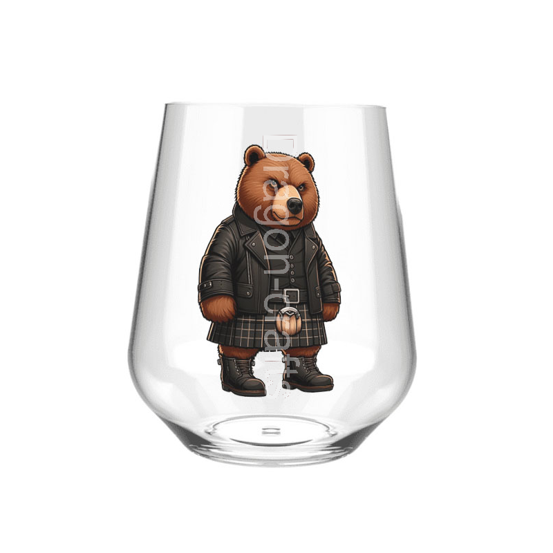 Stemless Wine Glass - Kilted Bear - 13