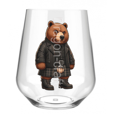 Stemless Wine Glass - Kilted Bear - 13