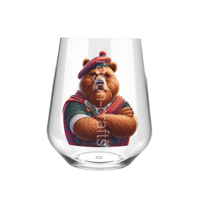 Stemless Wine Glass - Kilted Bear - 20
