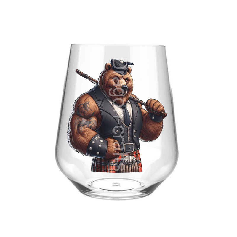 Stemless Wine Glass - Kilted Bear - 24