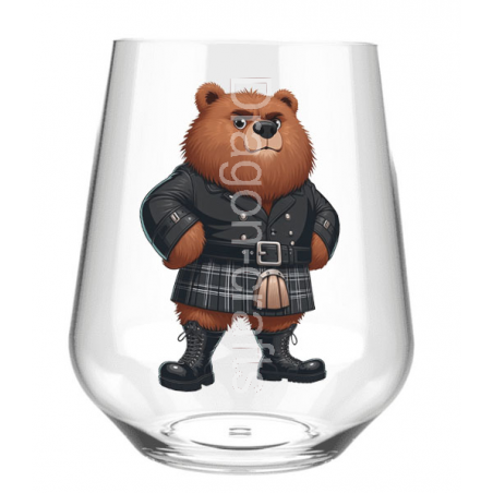 Stemless Wine Glass - Kilted Bear - 26