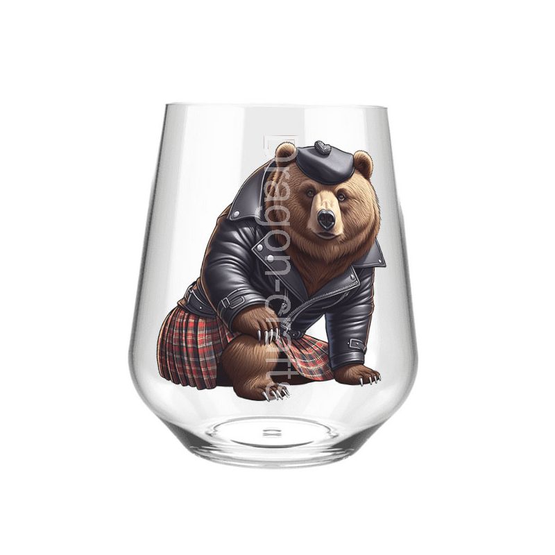 Stemless Wine Glass - Kilted Bear - 27