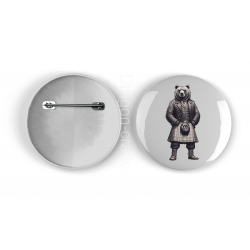 25mm Round Metal Badge - Kilted Bear - 3